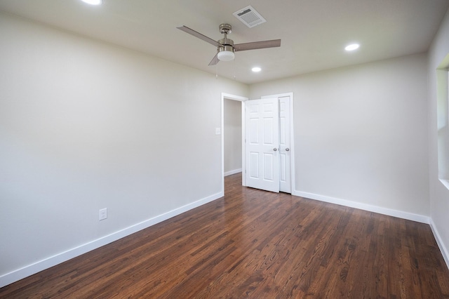 820 Vickie Dr, Azle, TX 76020 - spare room with recessed lighting, ceiling fan, and dark wood-style flooring