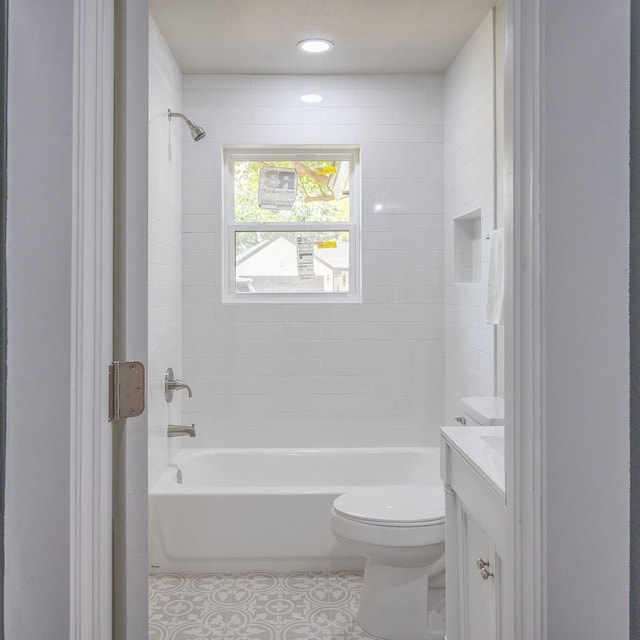 820 Vickie Dr, Azle, TX 76020 - bathroom with vanity, tile patterned floors, and shower / washtub combination
