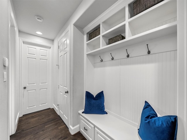 604 Rough Creek Dr, Mckinney, TX 75071 - mudroom with dark wood finished floors and recessed lighting