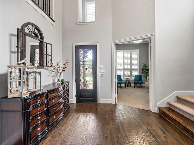 604 Rough Creek Dr, Mckinney, TX 75071 - foyer entrance with wood finished floors, plenty of natural light, stairs, and a towering ceiling