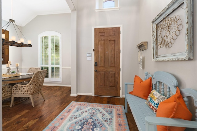 7716 Glenwood Springs Ln, Mckinney, TX 75070 - entryway featuring hardwood / wood-style flooring, crown molding, and vaulted ceiling