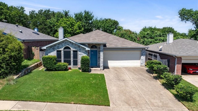 5521 Alta Verde Cir, Arlington, TX 76017 - single story home with a garage, concrete driveway, a chimney, and brick siding
