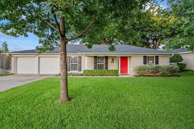 1432 Foothill Dr, Hurst, TX 76053 - ranch-style house featuring an attached garage, driveway, roof with shingles, and brick siding