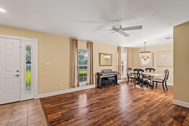 1432 Foothill Dr, Hurst, TX 76053 - foyer featuring a ceiling fan and wood finished floors