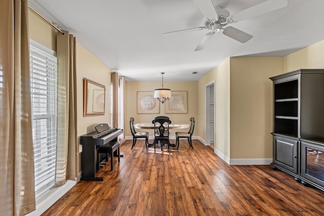 1432 Foothill Dr, Hurst, TX 76053 - dining area with dark wood-style floors and ceiling fan