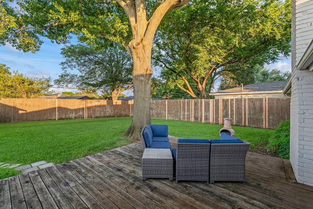 1432 Foothill Dr, Hurst, TX 76053 - wooden deck with a fenced backyard and outdoor lounge area