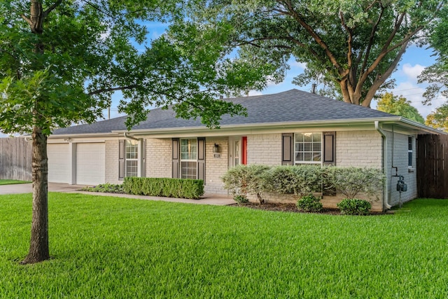 1432 Foothill Dr, Hurst, TX 76053 - ranch-style home with a garage, driveway, roof with shingles, and brick siding