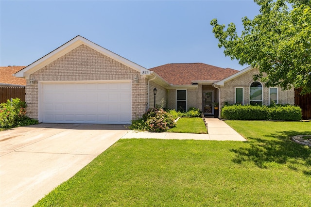 874 Havenbrook Dr, Arlington, TX 76001 - single story home featuring an attached garage, driveway, a shingled roof, and brick siding