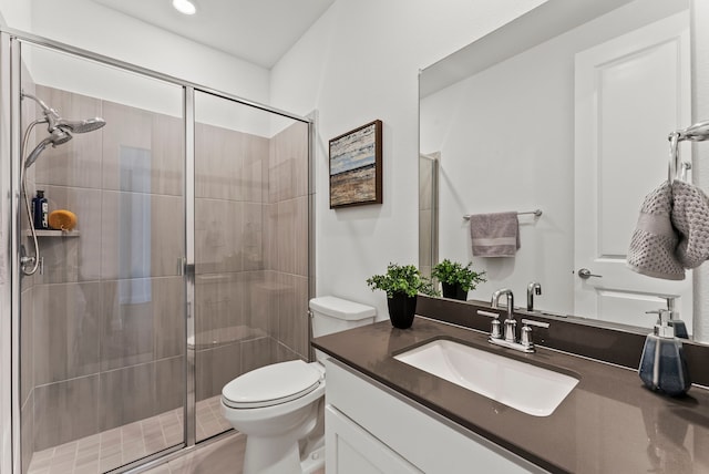 8133 Blumelia Dr, Dallas, TX 75252 - bathroom with vanity, a stall shower, and recessed lighting