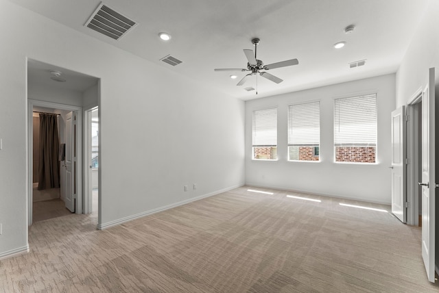 8133 Blumelia Dr, Dallas, TX 75252 - unfurnished bedroom featuring light carpet, recessed lighting, and a ceiling fan
