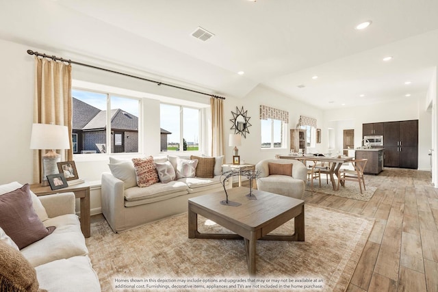111 Cedar Grove Ct, Lavon, TX 75166 - living room featuring light wood-style flooring and recessed lighting