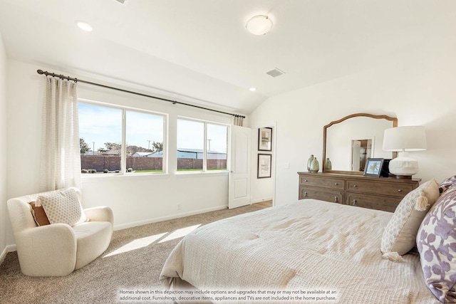111 Cedar Grove Ct, Lavon, TX 75166 - bedroom with lofted ceiling, carpet, and recessed lighting