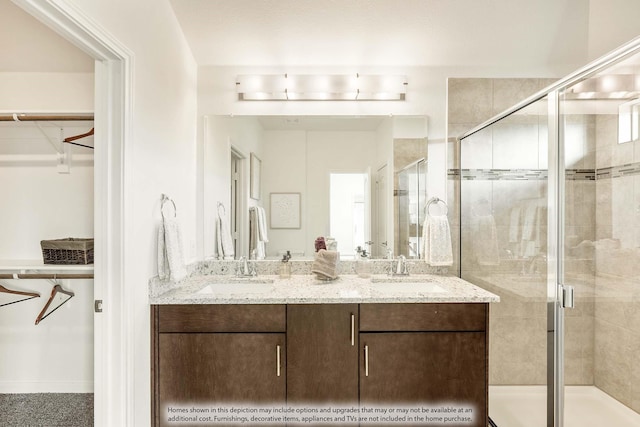 111 Cedar Grove Ct, Lavon, TX 75166 - full bath featuring a stall shower, double vanity, and a spacious closet