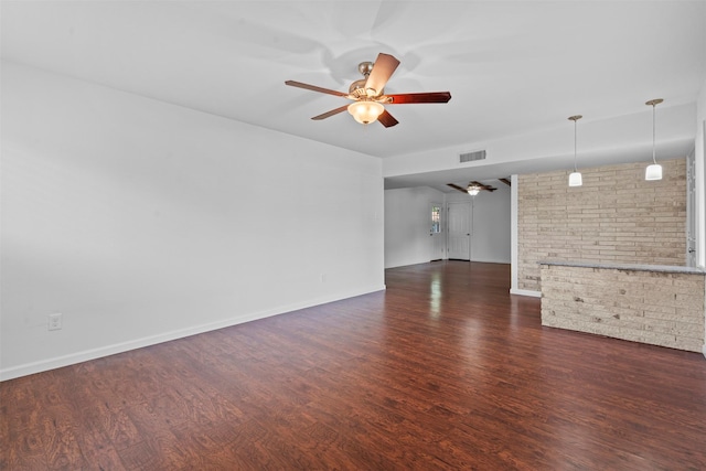 7005 Culver Ave, Fort Worth, TX 76116 - unfurnished living room with a ceiling fan and dark wood-style floors