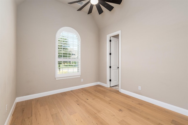 3208 Twin Eagles Dr, Celina, TX 75009 - empty room featuring ceiling fan, light wood-style flooring, and lofted ceiling