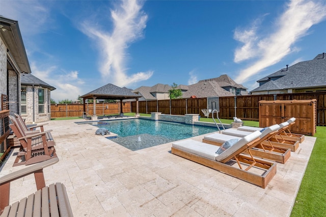 3208 Twin Eagles Dr, Celina, TX 75009 - view of swimming pool with a gazebo, a patio area, and a fenced backyard