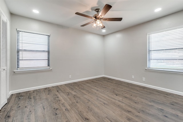2406 Globe Ave, Dallas, TX 75228 - spare room with ceiling fan, wood finished floors, and recessed lighting