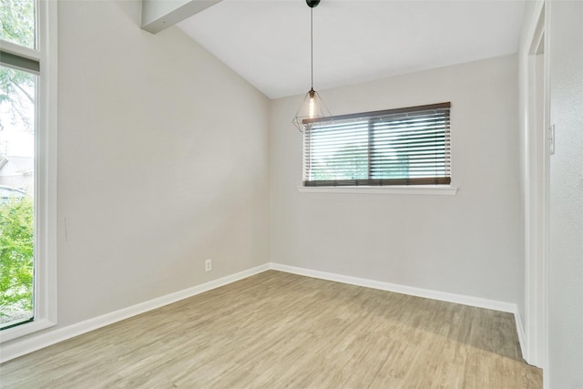 108 Sunnyvale Ter, Hurst, TX 76053 - spare room featuring wood finished floors, plenty of natural light, and lofted ceiling