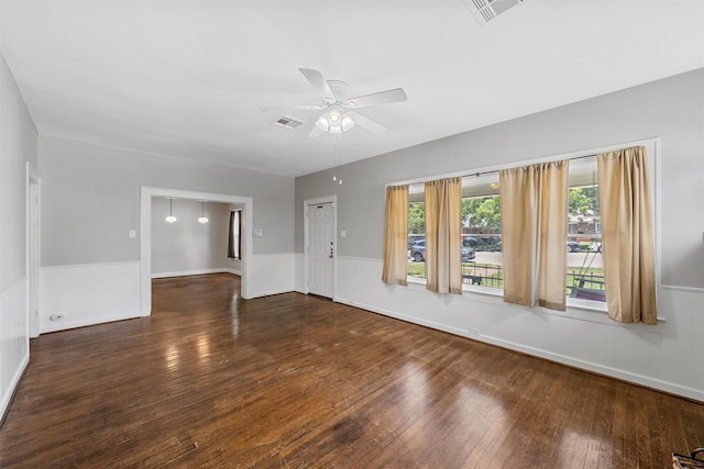 2700 Ethel Ave, Waco, TX 76707 - unfurnished room with hardwood / wood-style floors, wainscoting, and a ceiling fan