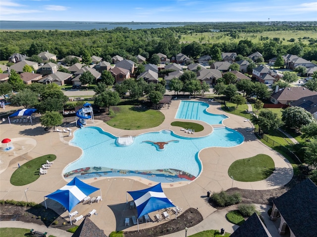 502 Austin Ln, Lavon, TX 75166 - aerial view of residential area featuring a pool
