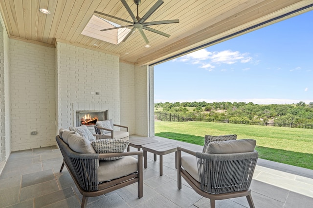 4532 Terroir Dr, Fort Worth, TX 76126 - view of patio featuring an outdoor brick fireplace and ceiling fan