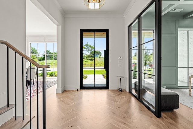 4532 Terroir Dr, Fort Worth, TX 76126 - entryway featuring stairs and ornamental molding
