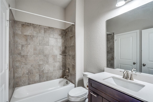 6105 Horsetail Dr, Mckinney, TX 75071 - bathroom with vanity,  shower combination, and a textured wall