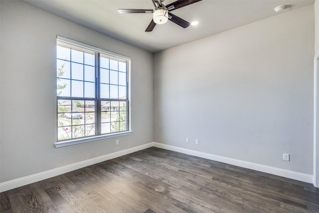 6105 Horsetail Dr, Mckinney, TX 75071 - spare room featuring dark wood-type flooring, a smoke detector, and ceiling fan