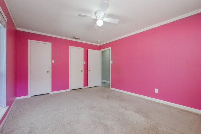 1203 Woodridge Cir, Euless, TX 76040 - unfurnished bedroom featuring crown molding, carpet, and a ceiling fan