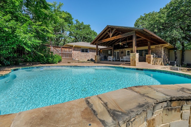 1203 Woodridge Cir, Euless, TX 76040 - view of pool with a patio, a fenced backyard, and ceiling fan