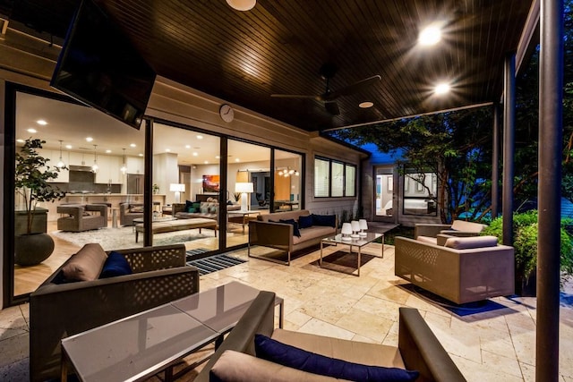 3866 Lively Ln, Dallas, TX 75220 - view of patio featuring an outdoor living space, outdoor dining area, and a ceiling fan