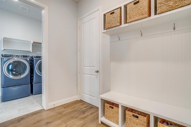 113 Observation Dr W, Aledo, TX 76008 - mudroom with separate washer and dryer and light wood-type flooring