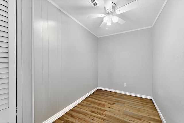 3302 Janwood Ln, Garland, TX 75044 - empty room with wood finished floors, crown molding, and a ceiling fan