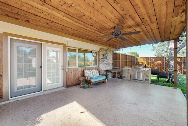 3302 Janwood Ln, Garland, TX 75044 - view of patio / terrace with ceiling fan and area for grilling