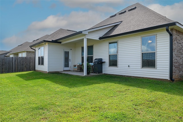 206 Berkshire Pl, Haughton, LA 71037 - rear view of house with a patio, roof with shingles, and brick siding