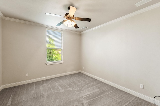 1911 Saddlehorn Ln, Mansfield, TX 76063 - spare room with carpet, ornamental molding, and a ceiling fan