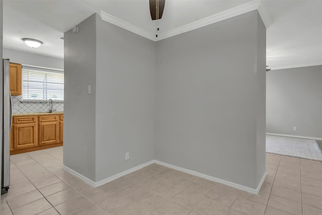 4748 Old Bent Tree Ln Unit 701, Dallas, TX 75287 - spare room featuring crown molding, light tile patterned floors, and a ceiling fan