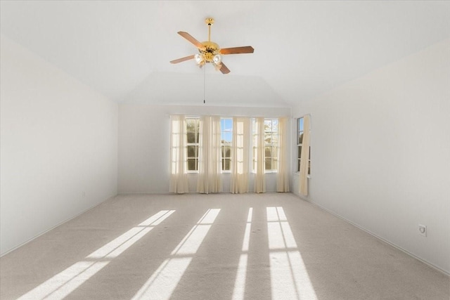 1100 Bellingham Pl, Arlington, TX 76001 - empty room featuring ceiling fan, lofted ceiling, and light carpet