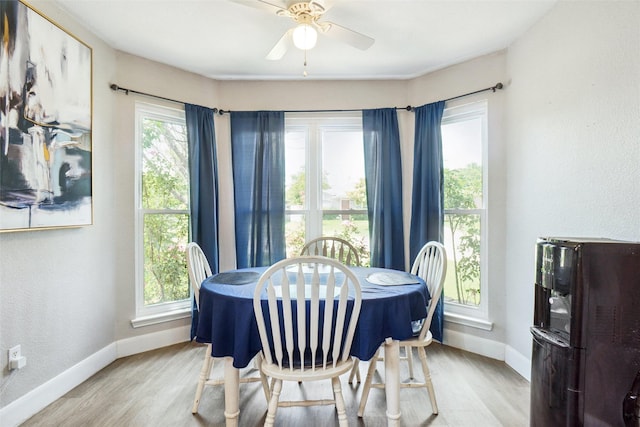 5905 Northfield Dr, Fort Worth, TX 76179 - dining area with wood finished floors and ceiling fan
