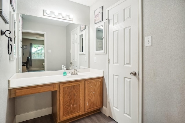 5905 Northfield Dr, Fort Worth, TX 76179 - bathroom featuring vanity and wood finished floors