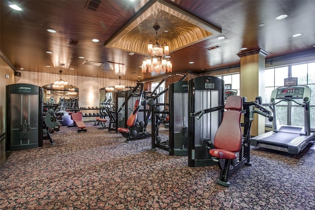 2300 Leonard St Unit 305, Dallas, TX 75201 - exercise room with a chandelier and recessed lighting