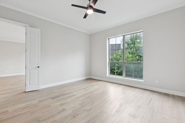 2300 Leonard St Unit 305, Dallas, TX 75201 - spare room featuring light wood-type flooring, a ceiling fan, and ornamental molding