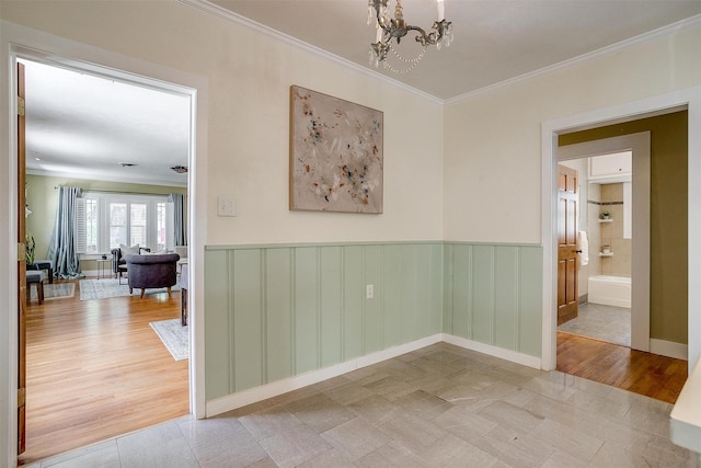 2012 Carleton Ave, Fort Worth, TX 76107 - spare room with ornamental molding and a chandelier