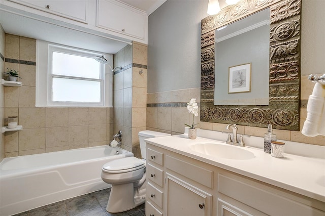 2012 Carleton Ave, Fort Worth, TX 76107 - bathroom featuring vanity,  shower combination, and tile walls