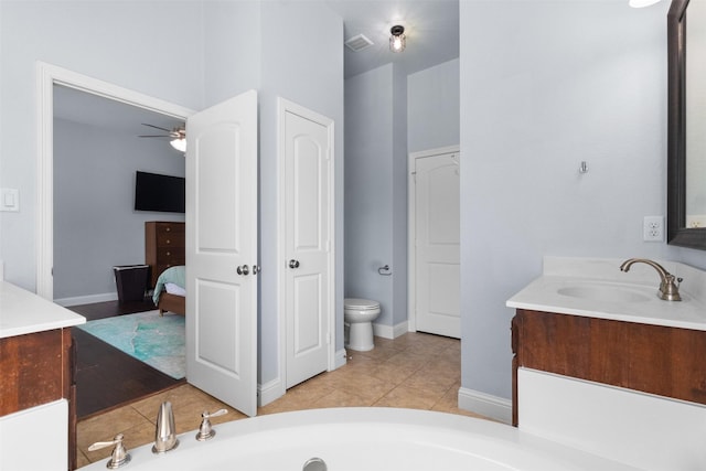 6308 Harold Creek Dr, Fort Worth, TX 76179 - full bathroom with vanity, ceiling fan, a tub, and ensuite bath