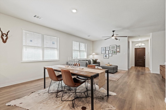 1512 Bennington Ln, Celina, TX 75009 - dining space featuring light wood-type flooring and ceiling fan