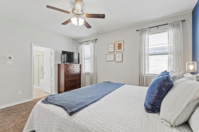1512 Bennington Ln, Celina, TX 75009 - bedroom featuring carpet, ceiling fan, and connected bathroom