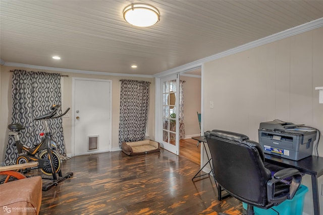 171 Albert Ave, Shreveport, LA 71105 - home office with ornamental molding, wood finished floors, and recessed lighting