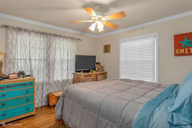 171 Albert Ave, Shreveport, LA 71105 - bedroom with ornamental molding, wood finished floors, and a ceiling fan
