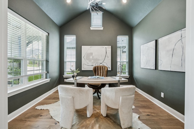 307 Misty Ln, Argyle, TX 76226 - dining space with plenty of natural light, wood finished floors, and high vaulted ceiling
